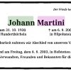 Martini Johann 1930-2003 Todesanzeige